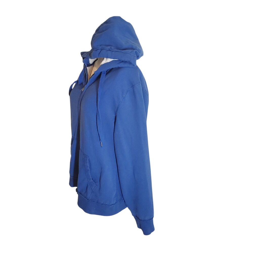Green Tea Women's Waffle Lined Hoodie Jacket Heavy Weight Blue sz L/XL - Picture 2 of 7